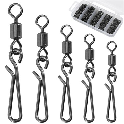 Goture 200pcs Fishing Swivels Ball Bearing Swivel With Safety Snap