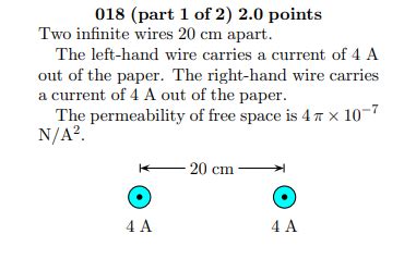 Solved 018 Part 1 Of 2 2 0 Points Two Infinite Wires 20 Chegg