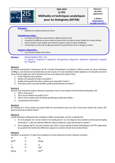 Exercices L2 SPS 2022 2023 Révisions 2022 L2 SPS MÈthodes et