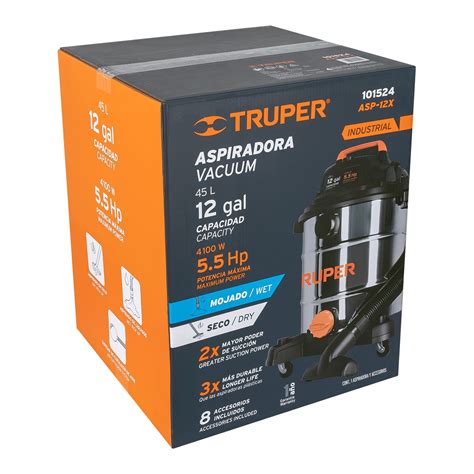 Aspiradora de sólidos y líquidos 12 gal acero inox Truper