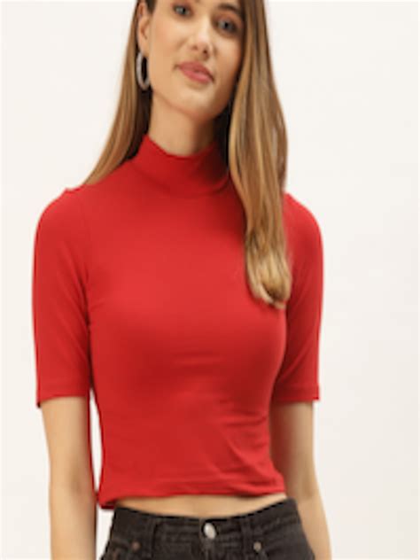 Buy Femea Red Solid Cotton Crop Top Tops For Women 17045344 Myntra