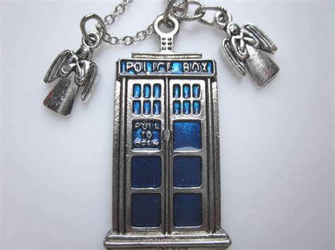 Dont Blink Tardis Necklace With Weeping Angels Inspired By Doctor Who