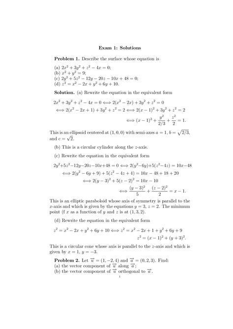 Multivariable Calculus Solved Past Exam Docsity