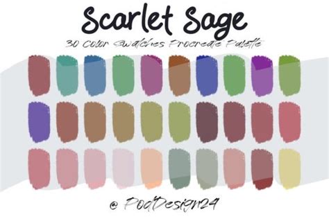 Procreate Color Palette Scarlet Sage Gráfico Por Poddesign24 · Creative