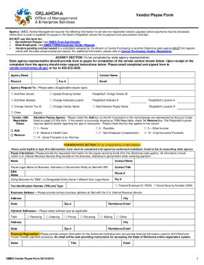 Fillable Online Vendor Payee Form Ok Fax Email Print PdfFiller