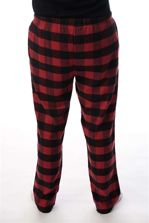 Mens Flannel Pajamas Plaid Pajama Pants For Men Black Red