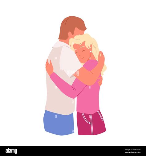 Adorable Beloved Young Couple Hugging Each Other Stock Vector Image