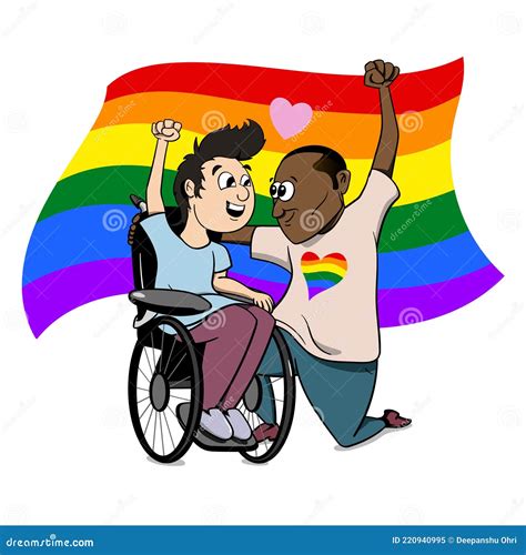 A Gay Couple Of Different Race Black And White In Love With Disability