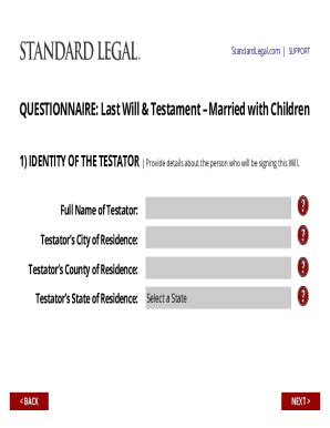 Fillable Online Last Will And Testament For Persons Married With