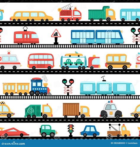 Horizontal Road Markings Set Dividing Lines Vector Illustration