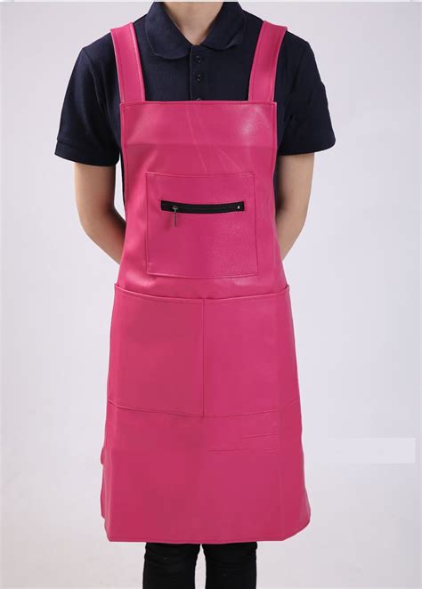 Waterproof Oil Pu Leather Apron Thickening Leather Overalls Lengthening Dishwasher Aprons