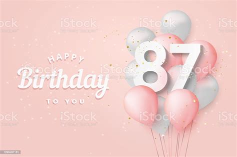 Happy 87th Birthday Balloons Greeting Card Background Stock