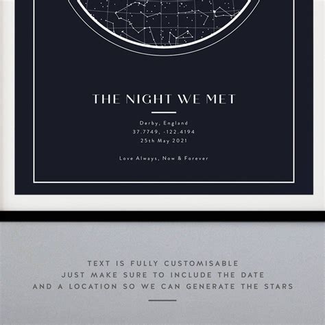 Custom Star Map Print Night We Met Anniversary Gift Night Etsy