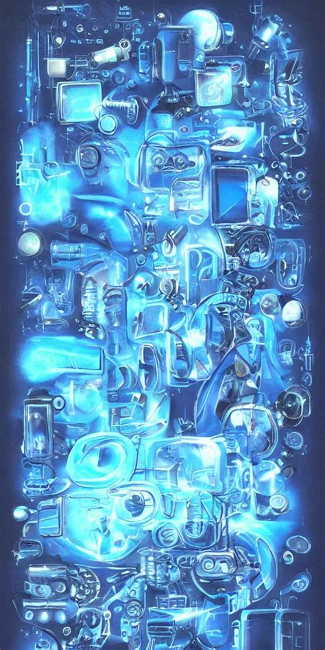 Surreal Airbrush Painting Of Cyber Y K Aesthetic Blue Stable Diffusion