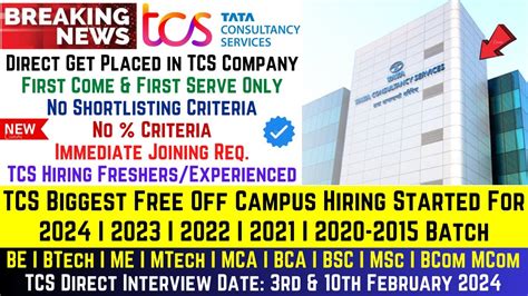 Tcs Biggest Hiring Update Tcs Mass Hiring Batch Tcs