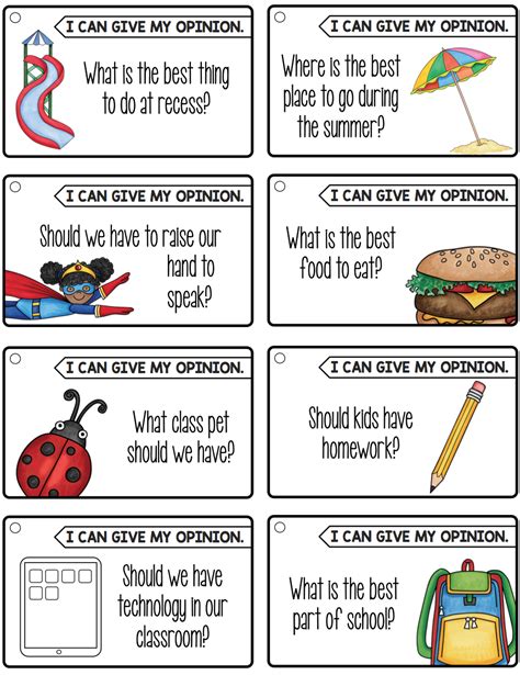 Opinion Writing Prompts For First Graders