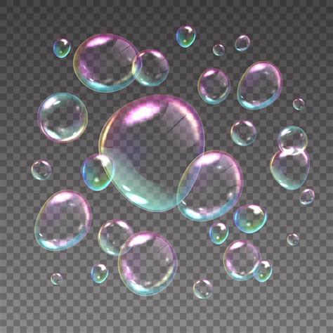 Bulles De Savon Volantes Sph Res Iris Es R Alistes Avec Des Reflets Arc