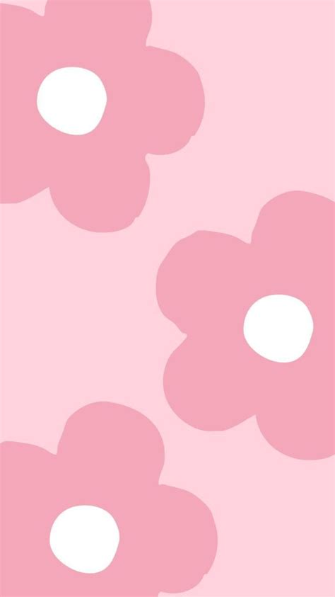 Pink Flowers With White Centers On A Light Pink Background In The Style