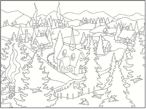 Winter Scene Coloring Pages Coloring Pages