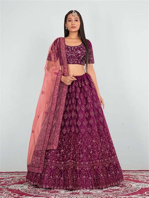 Buy HALFSAREE STUDIO Embroidered Semi Stitched Lehenga Unstitched