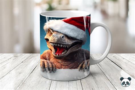 Christmas T Rex D Mug Wrap Sublimation Graphic By Pandastic Creative