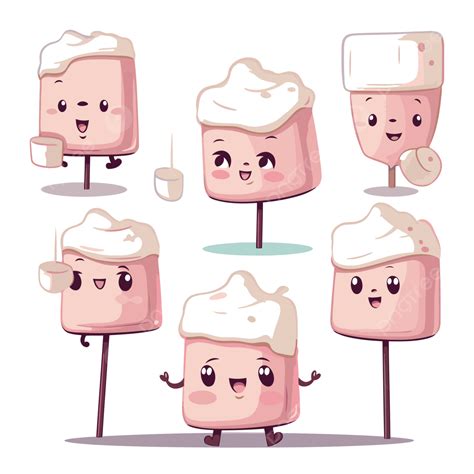 Marshmallow On Stick Vector Sticker Clipart Cartoon Marshmallows And