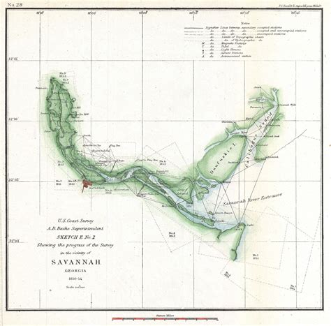 File:1854 U.S. Coast Survey Chart or Map of the Savannah River ans ...