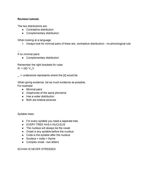 LING111 week 12 - Detailed tutorial notes - Revision tutorial. The two