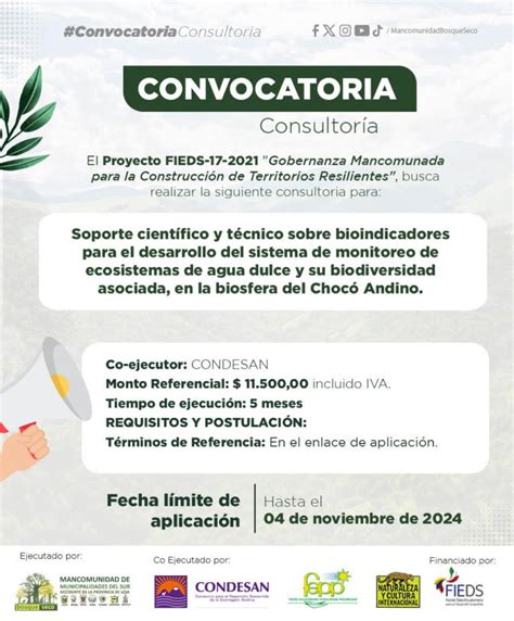 Convocatoria Soporte Cient Fico Y T Cnico Sobre Bioindicadores Para El