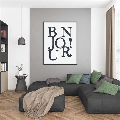 Bonjour Wall Art Bonjour Sign Bonjour Printable Bonjour Poster