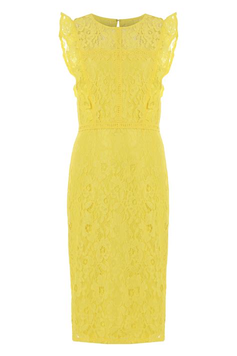 Lace Ruffle Dress In Yellow Roman Originals Uk