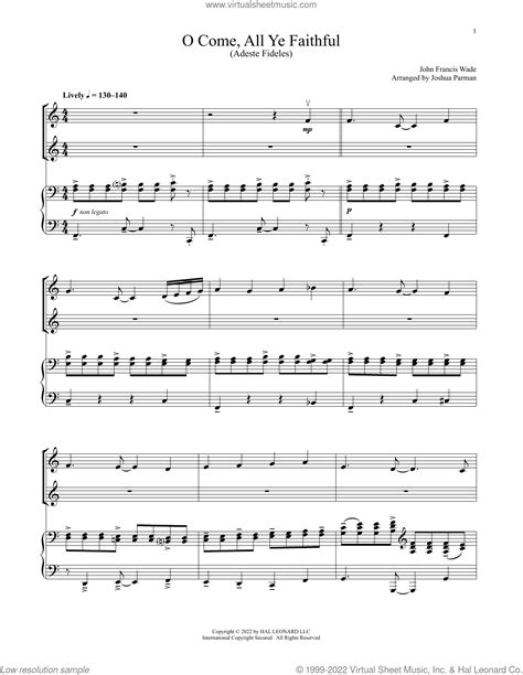 O Come All Ye Faithful For Violin Duet And Piano Sheet Music For Violin And Piano