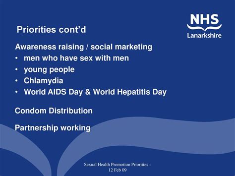 Sexual Health Promotion Priorities For 2009 10 Ppt Download