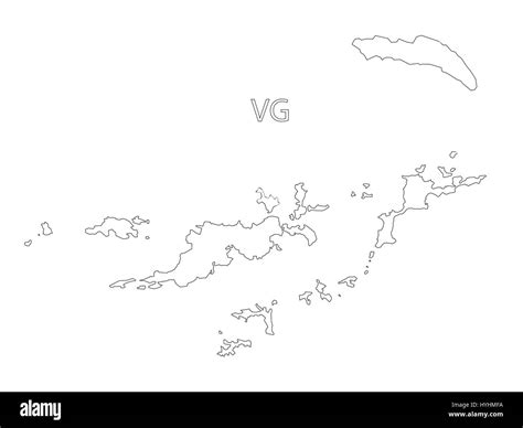 British Virgin Islands Outline Silhouette Map Illustration Stock Vector