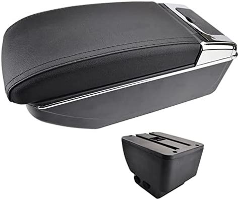 Universal Dual Layer Black Leather Arm Rest Centre Console Storage Box