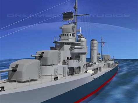 Benson Class Destroyer USS Benson DD421 - 3D Model by Dreamscape Studios