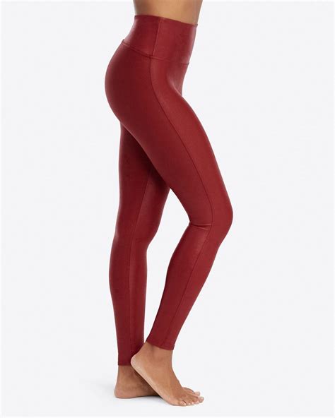 Spanx Faux Leather Leggings In Crimson Red Lyst