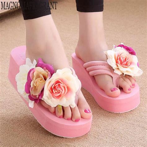 Summer Woman Shoes Platform Bath Slippers Wedge Beach Flip Flops High