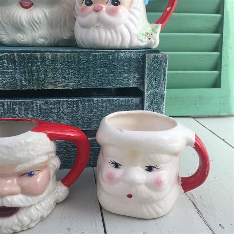 Vintage Santa Mug Collection Set Of Six Vintage Santa Decor Kitschy Christmas Decor Vintage