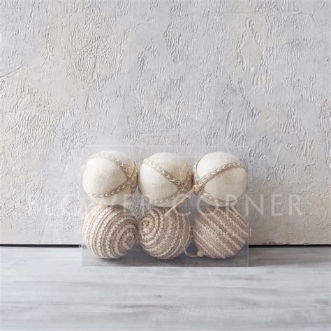 Jual Dekorasi Natal Rustic Jute Christmas Balls 6 Pcs D10cm An2301