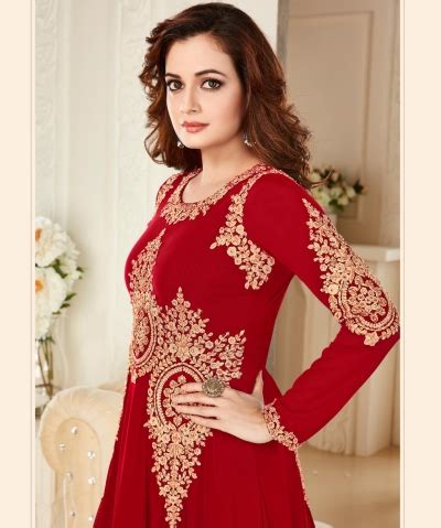 Dia Mirza Groovy Red Georgette Designer Anarkali Suit