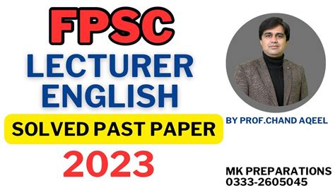 FPSC Lecturer Lecturer English Complete Solved Paper 2023 FPSC