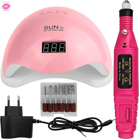 Kit Manicure Cabine Sun Led Uv W Motor Lixadeira Eletrica Caneta