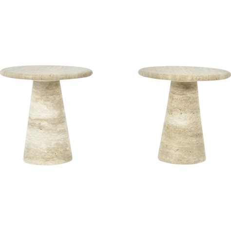 Pair Of Vintage Travertine Side Tables