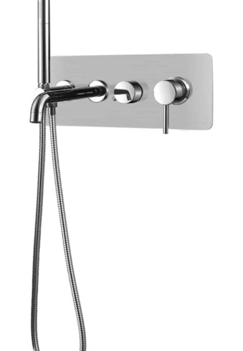 Robinet De Bain Mural Chrome Avec Douchette Pure Design Brossard