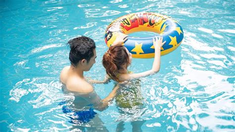 Character Summer Outdoor Love Bikini Tanabata Map Swimming Pool Swimwear Powerpoint Background