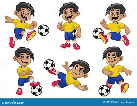 Jugador De Fútbol Feliz Con Dibujos Animados Ilustración Del Vector