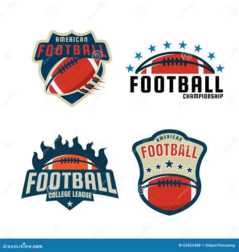 American Football Logo Template Collection Stock Vector - Illustration ...