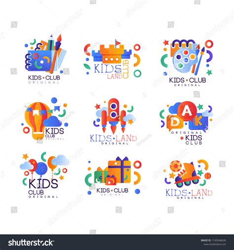 Kids Club Logo Original Set Creative Stock Vector (Royalty Free) 1195048426