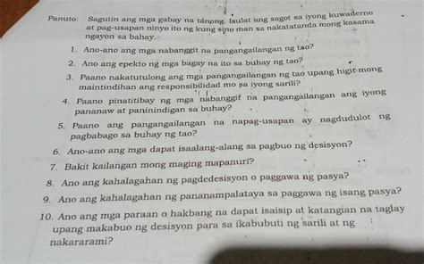 Sagutin Ang Mga Gabay Na Tanong Isulat Ang Sagot Sa Iyong Kuwaderno